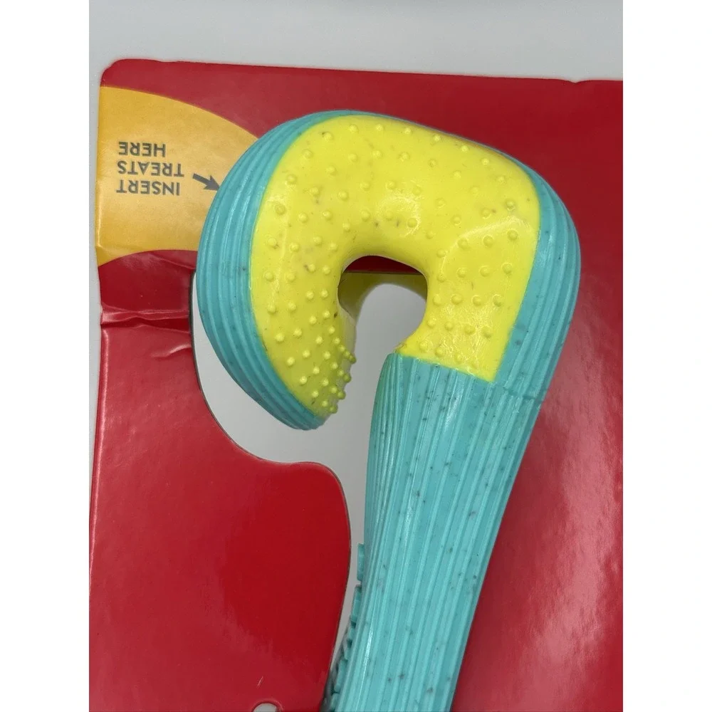 KONG Rerun Whoosh Bone Dog Toy M/L Treat Holding Fetch Teal Yellow PRW12